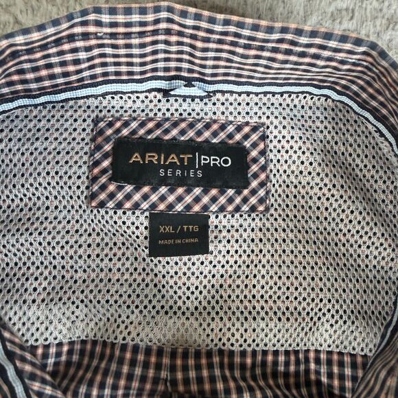 ARIAT Pro Series Shirt Mens 2XL Red Black Check Button Down Western Rodeo - Picture 4 of 13